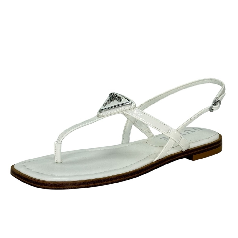 Guess Los Angeles Rainey White Patent Leather Womens Thong Sandals Size 6.5M - Picture 2 of 11